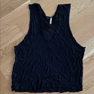 Black Fishnet Detail Sleeveless Top